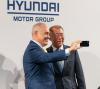 GT President Ángel Cabrera poses for a selfie with Euisun Chung, executive chairman of  Hyundai Motor Company