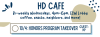 A graphic promoting the Hall Director (HD) Cafe every other Wednesday in the Eighth Street West lobby.