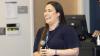 Georgia Tech College of Computing associate director of DEI, Ana Rusch speaking at the Spring 2023 OMSCS Conference.