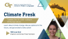 Event flyer featuring the event title, location, date, time, and headshot of the speaker.