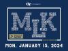 Georgia Tech Civic Engagement logo with smaller words forming shape of letters M, L, K