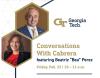 promotional slide for event featuring Ángel Cabrera and Beatriz Perez