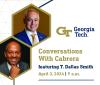 promotional slide for event featuring Ángel Cabrera and T. Dallas Smith