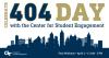 Text reading celebrate 404 day with the center for student engagement with the atlanta skyline in the background
