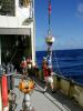 Taking a sediment core from the Florida Straits.