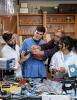 Flavio Fenton with students in lab. Fenton's project was selected for a grant.