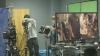 High school students filming a scene as part of the Cinemagination Film Camp