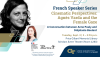 Event flyer featuring the event title, location, date, time, and headshot of the speaker.
