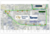 map of detour for construction work occurring on Centennial Park Drive