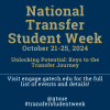 Image of a National Transfer Student Week flyer listing the dates as October 21-25, 2024. Visit engage.gatech.edu for the full list of events and details.