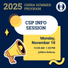 event graphic for China Summer Program tabling event on 11-18-24