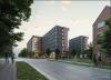 Image of new Curran Street residence hall from the corner of 8th Street and Curran Street.