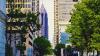 Stock image of Atlanta city street with buildings and trees