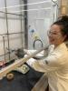 a woman in a lab coat