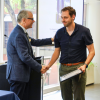 Joseph Boone accepting his award, Atlanta Air Cargo Association PhD Student Fellowship for Research Excellence