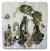Green pulp painted landscape on paper