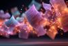 image of papers floating among lights (illustration)