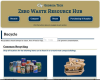 Screen shot of the Zero Waste Resource Hub webpage