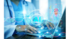 A doctor on a computer working with an AI-powered health device