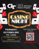 A flyer for the John H. Martinson Honors Program casino night on October 2nd, 2025