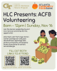 A graphic marketing the Atlanta Community Food Bank volunteer event on November 16th, 2025.