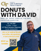 A flyer for Donuts with David featuring Dr. David Torello, executive director of the John H. Martinson Honors Program. 