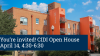 A brick and orange building with the words "You're invited! CIDI Open House" April 14, 4:30-6:30