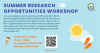 Graphic for Summer Research opportunities workshop, featuring summer items and a blue theme