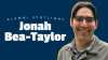 Jonah's headshot on navy blue background with text reading "Alumni Spotlight: Jonah Bea-Taylor"