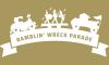 Graphic for the Ramblin' Wreck Parade, featuring a cartoon Reck, marching band, and car.