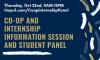 Flyer for the Co-Op and Internship Information Session and Student Panel. Held Oct. 22, 2020 from 11 a.m.-2 p.m.