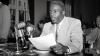 Brooklyn Dodgers’ star Jackie Robinson speaks before the House Un-American Activities committee, July 18, 1949. Robinson said African Americans would fight for this country “against Russia or any other enemy.” AP Photo/William J. Smith