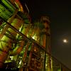 A Japanese industrial plant in the night.