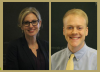 Laura Taylor and Dylan Brewer headshots on gold background