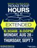 Flyer for extended hours at the Package Pickup Window