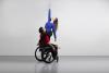 Full Radius Dance dancers, Juliana and Peter together in a photography studio photoshoot representing physically integrated dance.