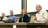 Georgia Tech astronauts Sandy Magnus, Bill McArthur, and Tim Kopra talk to students at Georgia Tech 