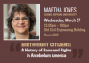 Photo of Martha Jones with information bout her talk.