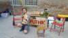 Michael Roytman selling Sputnik Coffee at a Chicago farmers market.