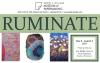Large title "Ruminate" in green with three, small, multicolored images below. A text block contains the artists' names: Lea Basile Lazarus, Chad Hayward, Andrea Peterson