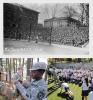 Collage of 1918 Georgia Tech ROTC class sitting on the Quad, and today's Army ROTC students during exercises.