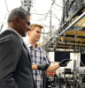 Chandra Raman with a Student in the Raman Lab