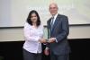 Shatakshee Dhongde receives the 2017 Research Mentor Award from Georgia Tech Provost Rafael Bras