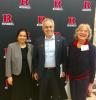 A photo of Shatakshee Dhongde, President Cabrera, and Mary Frank Fox at Rutgers University for 17 Rooms-U