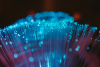 Bright blue twinkly lights on wires demonstrating interoperability.