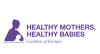 Vector image of a woman with a baby and text reading "Healthy Mother, Healthy Babies Coalition of Georgia"