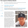 Screenshot of a news website with an article on Mickey Mantle and a photo of a magazine cover with his face on it.