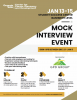 Flyer for the January 2020 mock interviews with information about the event and how to sign up via CareerBuzz