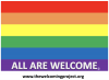 LGBT flag with the phrase "All are Welcome"