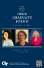 HSOC graduate forum flyer with text, images of the presenters, and a QR code for more information